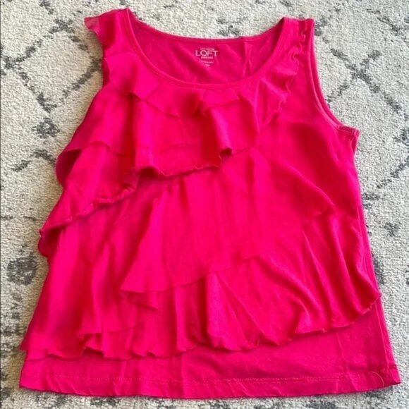 LOFT Tops - LOFT Fuchsia Layered Ruffle Top